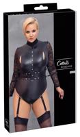 Cottelli Bondage Plus Size - body s krajkovými rukávy (černý) - 2XL