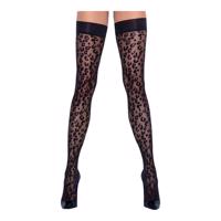 Cottelli Legwear - fixace stehen s potiskem pantera (černá) - 5