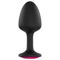 Dorcel Geisha Plug Ruby M - anální kolík s růžovým kamenem (černý)