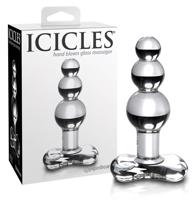 Icicles No. 47 - trojitý perlový, skleněné anální dildo (průhledné)