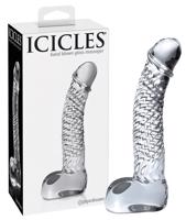 Icicles No. 61 - varlatový, penisový skleněný dildo (průhledný)