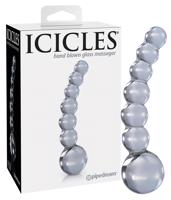 Icicles No. 66 - zakřivené, kulovité, skleněné dildo (průhledné)