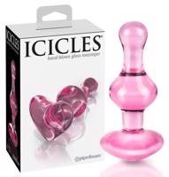 Icicles No. 75 - srdcové skleněné anální dildo (růžové)