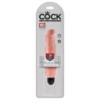 King Cock 7 Stiffy - vodotěsný realistický vibrátor (18 cm) - přírodní