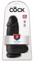 King Cock 9 Chubby - přísavkový dildo s varlaty (23 cm) - černý