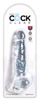 King Cock Clear 8 - připínací, testikulární dildo (20 cm)