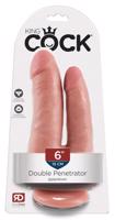 King Cock Double Penetrator - realistické dvojité dildo (přírodní barva)