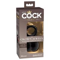 King Cock Elite Crown Jewels - pohyblivá varlata, návlek na penis (černý)