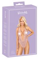 Kissable - hluboce dekoltované krajkové body (růžové) - L/XL