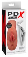 PDX Double Stroker - 2in1 - realistický masturbátor (tmavo - přírodní)