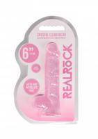 REALROCK - průsvitné realistické dildo - růžové (15cm)