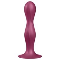 Satisfyer Double Ball-R - přísavkový závažíčkový dildo (červený)